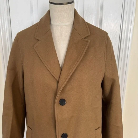 🧥 The Kooples Camel Wool Blend Long Coat | Men’s Small (Women’s Medium) | NWT - Picture 4 of 13
